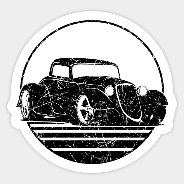 Retro Hot Rod Grungy Sunset Illustration Sticker by hobrath